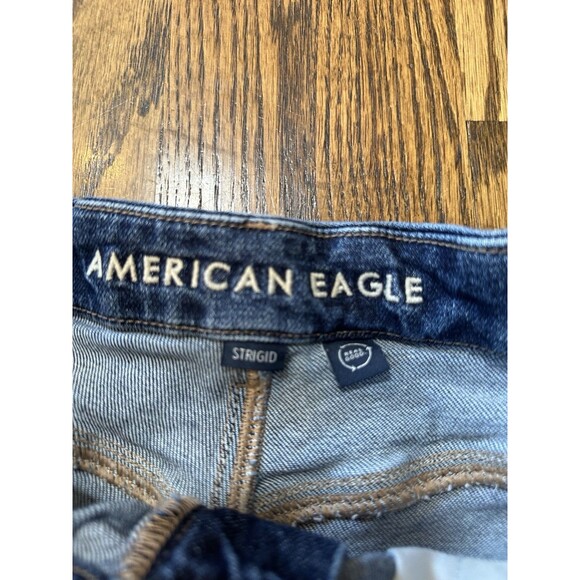 American Eagle Strigid Distressed Blue Denim Jean Shorts Cutoff Cotton‎ Size 0 - Picture 2 of 9